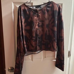 ASOS Brown and Black Tie-Dye Blouse